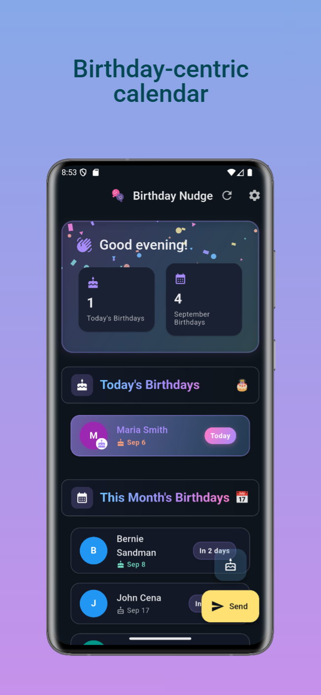 Birthday Nudge App Screenshot 1